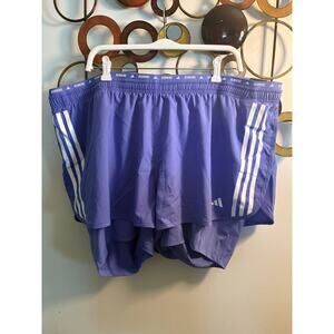 Adidas Women’s 4x purple running shorts with under biker shorts